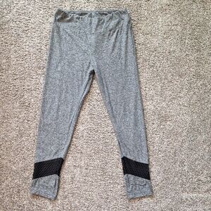Gray Women's Leggings with Black Netting Accents Size Large
